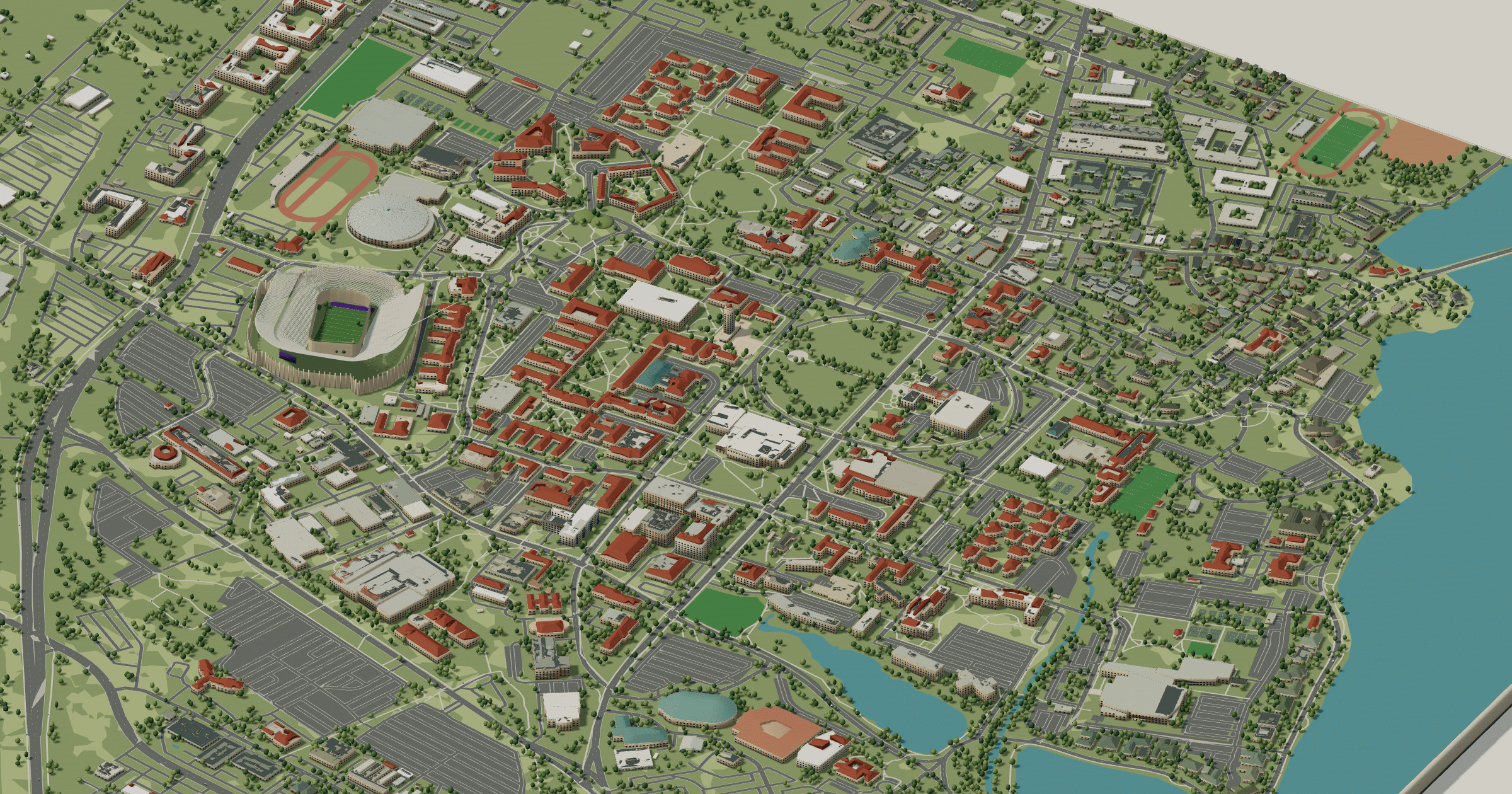 LSU campus map: 3D model of the central campus