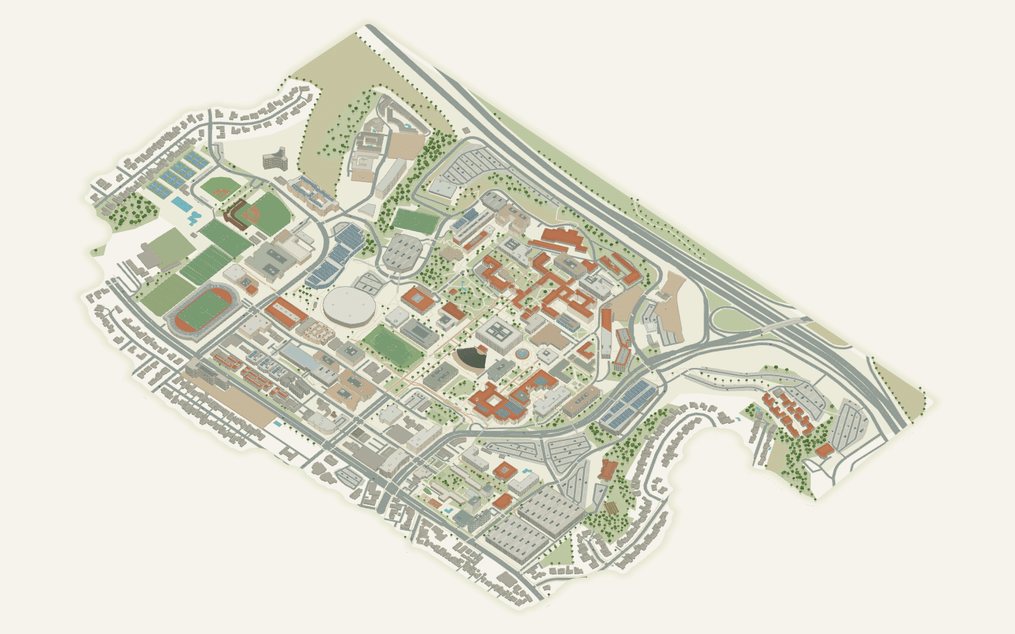 San Diego State University campus map: 3D model of the whole campus