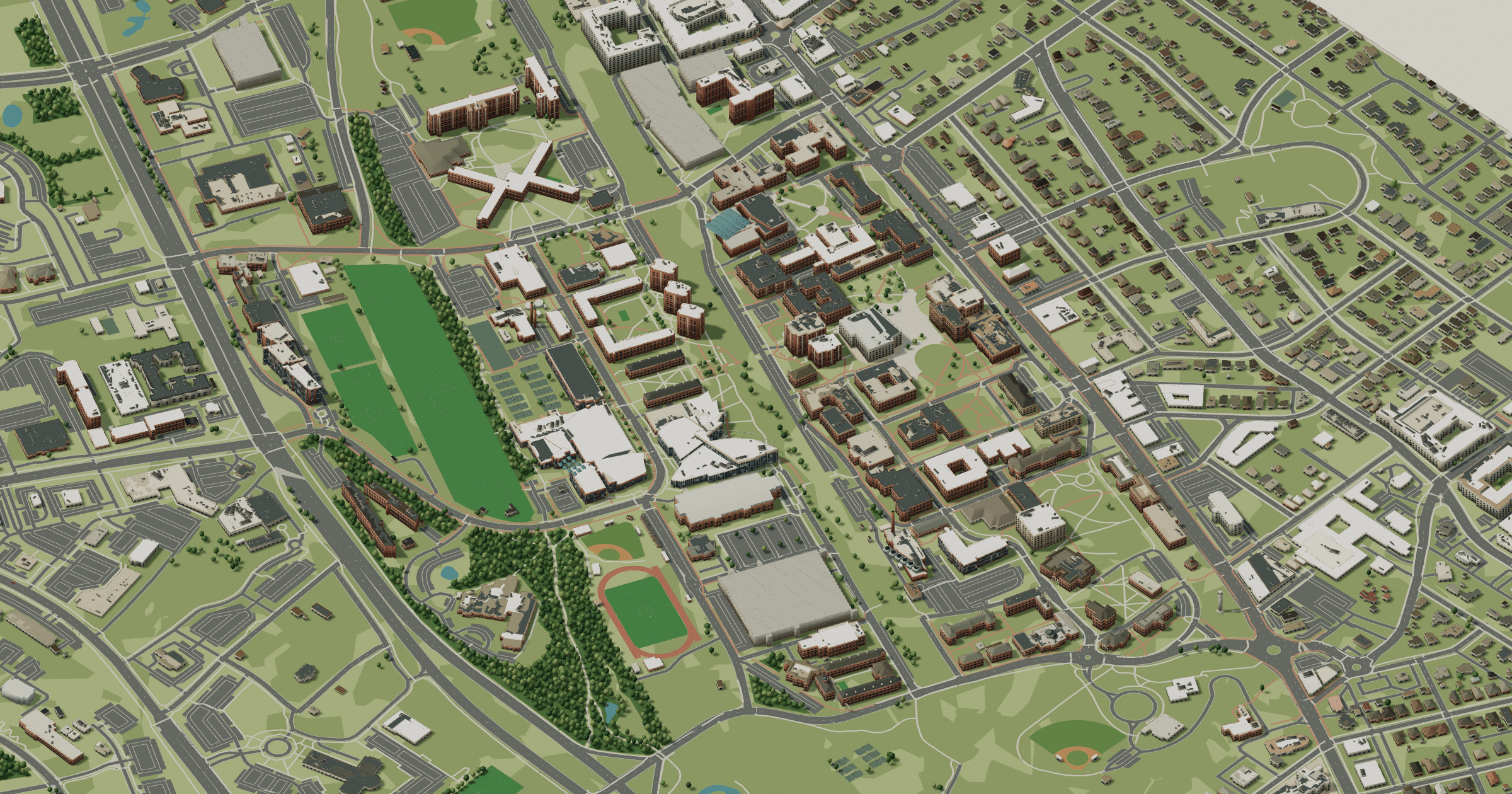 NC State campus map: 3D model of the central campus