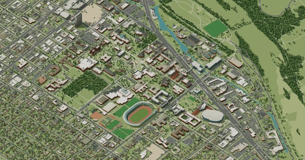 University of Oregon campus map: 3D model of the central campus