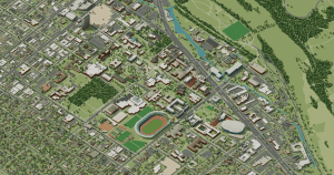 University of Oregon campus map: 3D model of the central campus